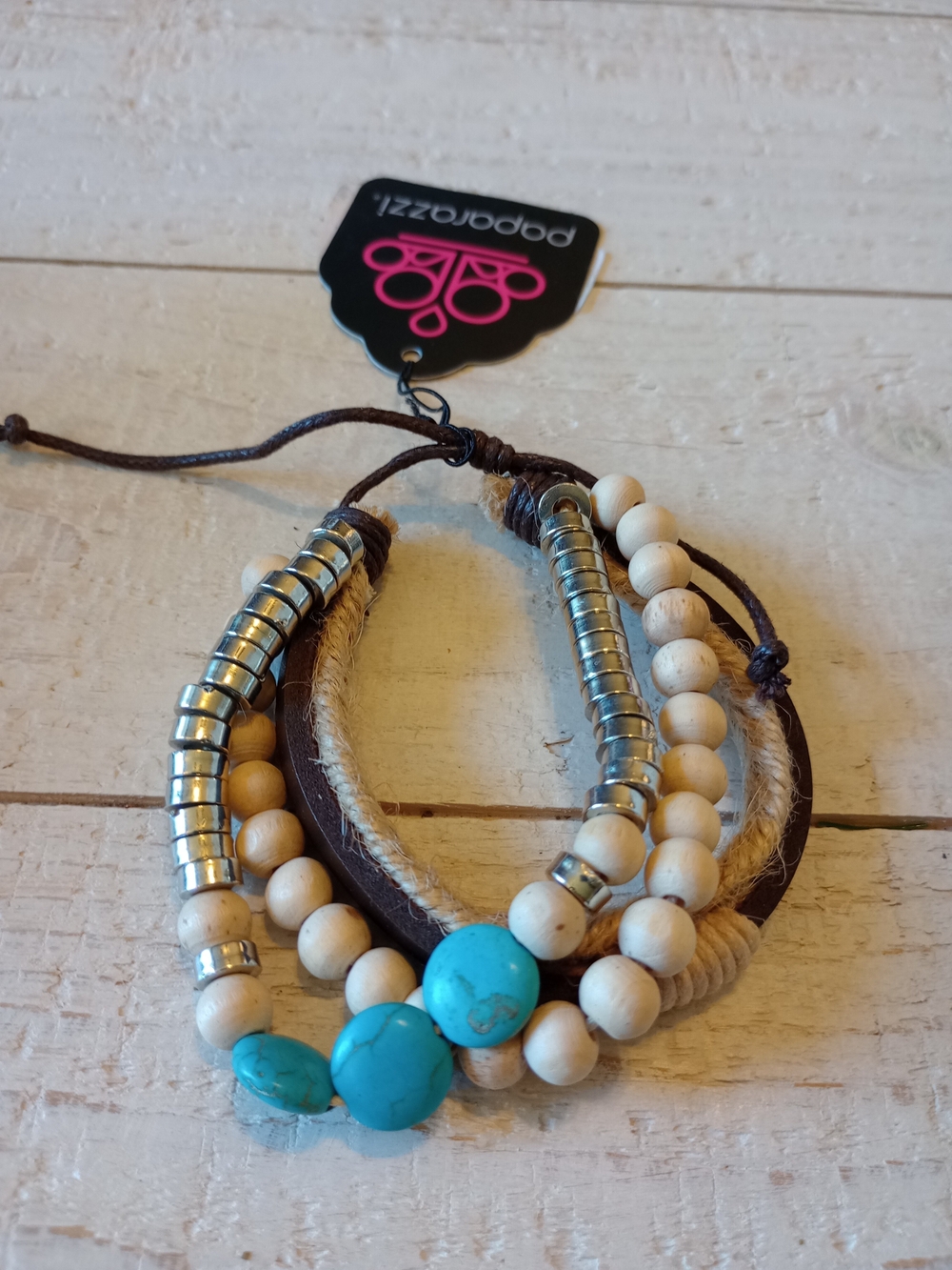 paparazzi Turquoise and Natural Multi-Strand Bracelet